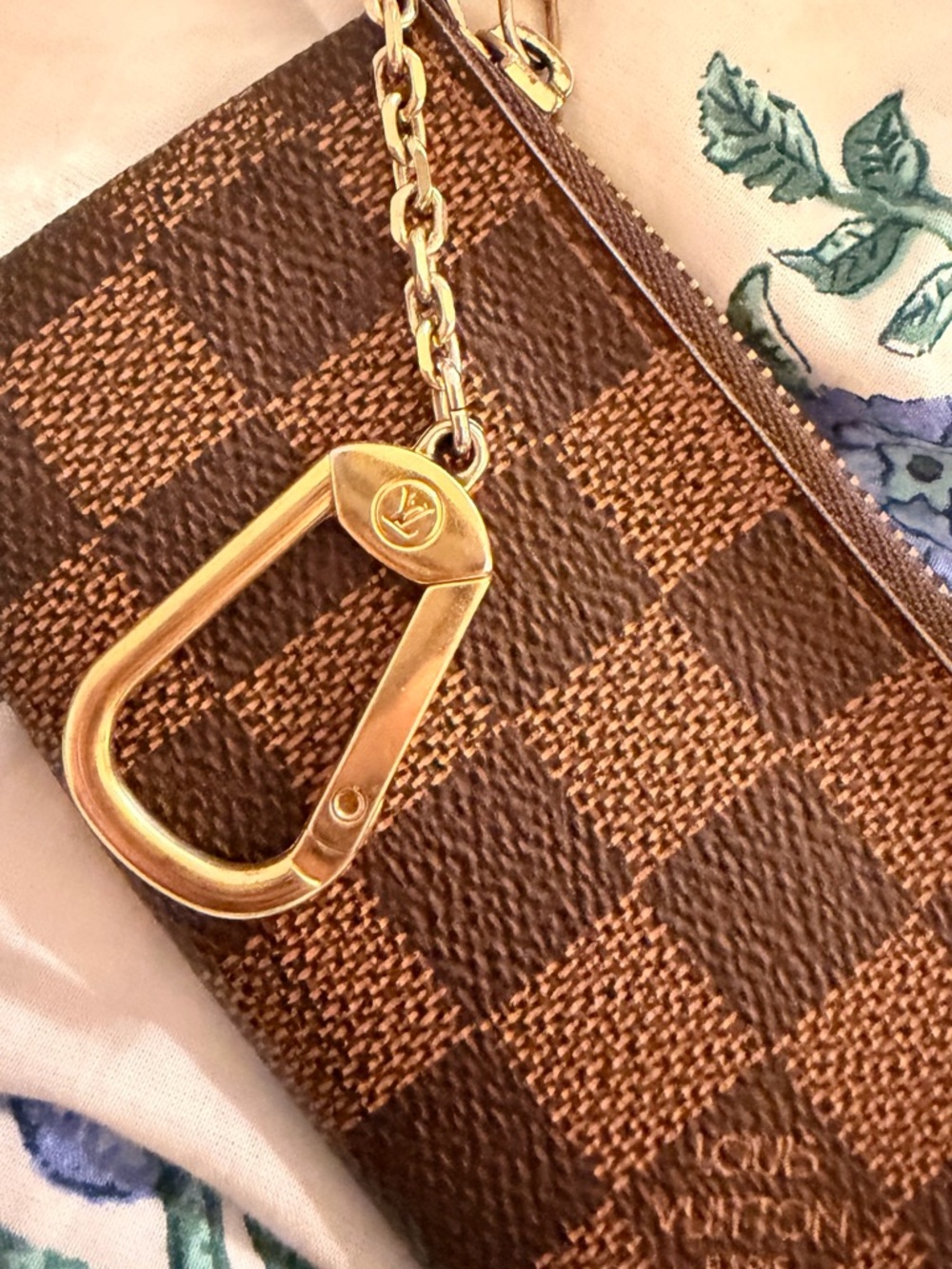 Louis Vuitton Brown Damier Ebene Key Pouch with Gold Hardware